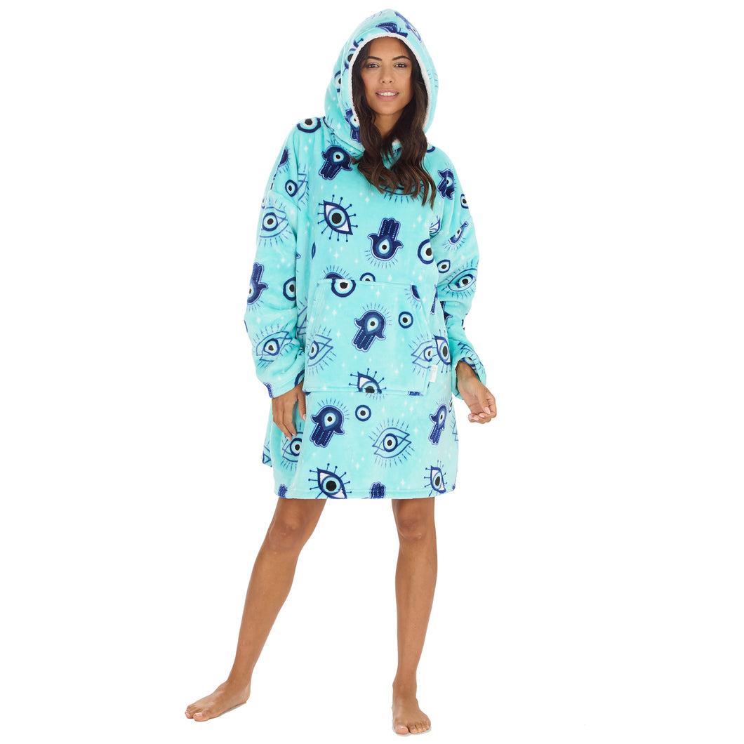 Ladies Evil Eye Oversized Plush Fleece Hoodie