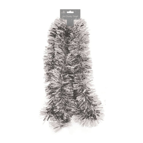 6 Pack Chunky Christmas Tinsel 2 Meter Silver