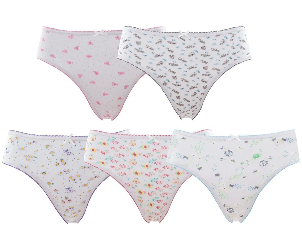 Ladies 3 Pair Pack Soft Cotton Bikini Brief Floral