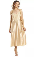 Lade das Bild in den Galerie-Viewer, English Made Satin Long Nightdress with Deep Lace Detail
