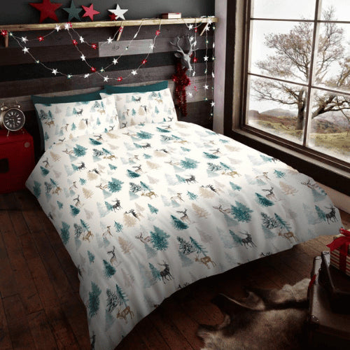 Woodland Stag Christmas Duvet Cover Bedding Set