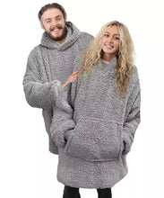 Charger l&#39;image dans la galerie, Oversized Super Soft Teddy Fleece Hoodie Blanket Grey
