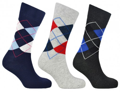 Mens Argyle Cotton Blend Socks by Pierre Klein 6 Pairs