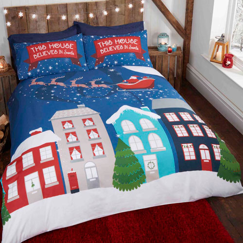 Glow in the Dark Midnight At Christmas Duvet Cover Bedding Set