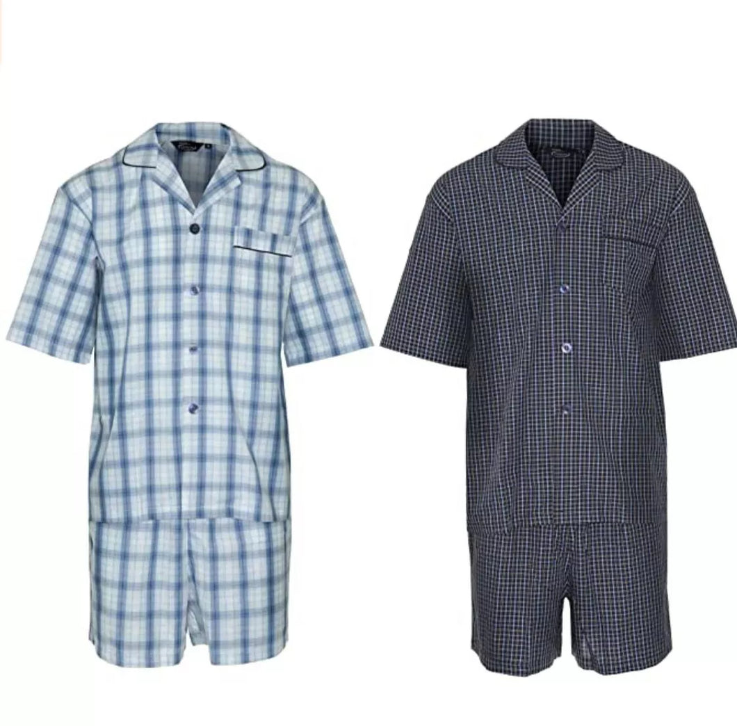 Mens Poly Cotton Short Pyjama Checked Design