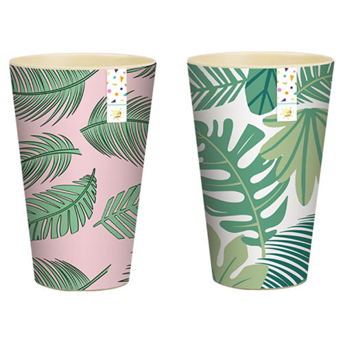 Green Leaf Tall Printed Bamboo Tumbler Set of 6