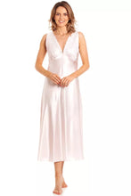 Load image into Gallery viewer, English Made Satin Built Up Shoulder Long Nightdress
