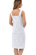 Load image into Gallery viewer, Ladies Marlon Jersey Polycotton Sleeveless Wide Strap 40" Linear Floral White Ground Nightdress
