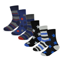 Carica l'immagine nel visualizzatore di Gallery, Boys Star Spot Stripe Design Thermal Socks by Heatguard 12 x 3 Pair Packs
