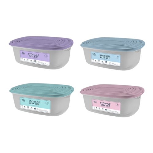 Pastel Storage Box Set 7 Pack Assorted