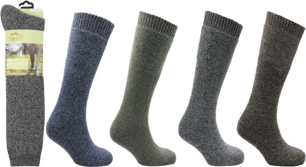 6 Pairs Men's Wool Blend Long Hose Cushioned Wellington Boot Socks