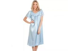 Load image into Gallery viewer, English Made Satin Short Sleeved Nightdress with Lace Detail
