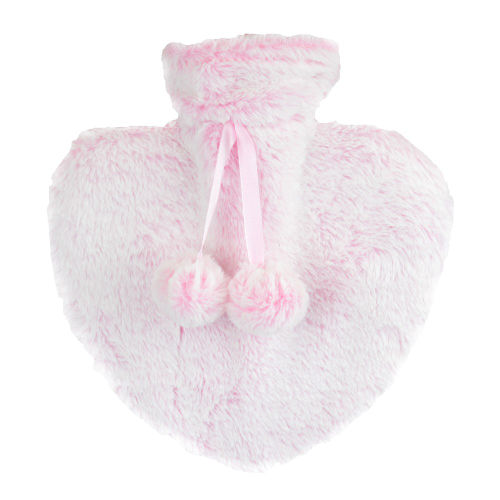 Plush Heart Hot Water Bottle 800ml Pink