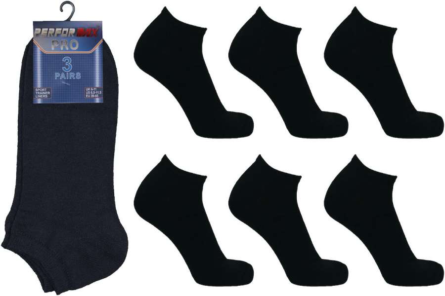 12 Pairs Men's Cotton Rich Trainer Liner Socks UK 6-11 Black