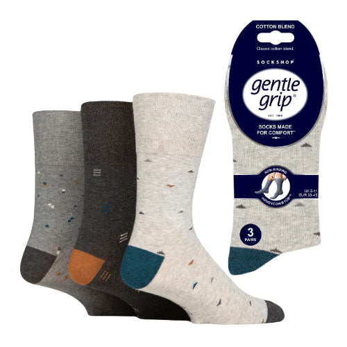 6 Pairs Men's Gentle Grip Cotton Socks Geometric Myriad