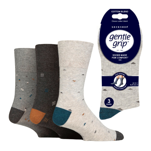 12 Pairs Men's Gentle Grip Cotton Socks Geometric Myriad