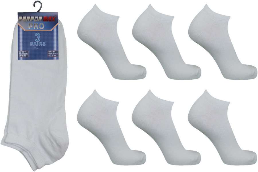 12 Pairs Men's Cotton Rich Trainer Liner Socks UK 6-11 White