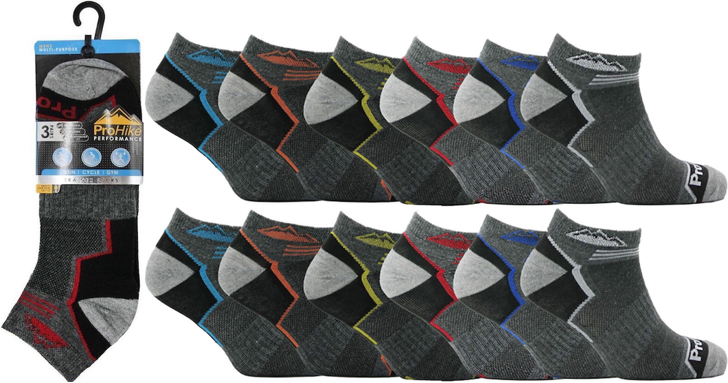 12 Pairs Mens Performance Trainer Liner Ankle Socks UK 6-11 Multi