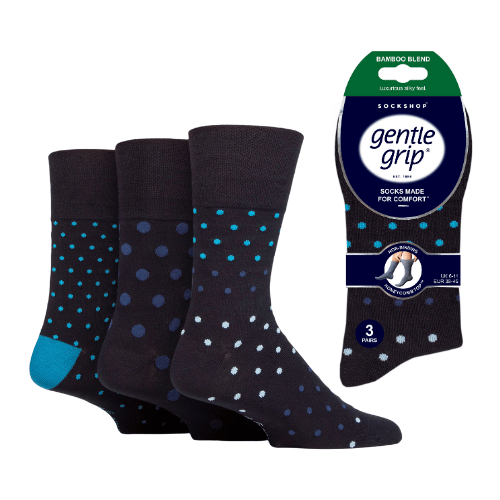 6 Pairs Men's Gentle Grip Bamboo Socks Navy Eclipse