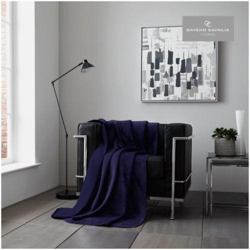 Navy Flannel Sherpa Throw 150x200cm