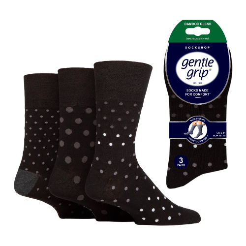 12 Pairs Men's Gentle Grip Bamboo Socks Monochrome Eclipse