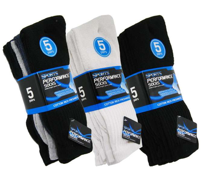 5 Pairs Men's Premier Quality Cotton Rich Sport Socks UK 6-11 Assorted Light