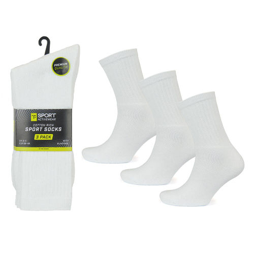 12 Pairs Mens Premium Quality Cotton Rich Sport Socks Size 7-11 White