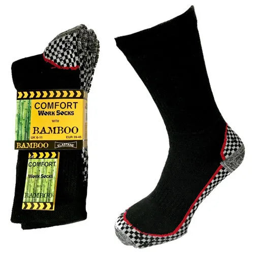 6 Pairs Men's Bamboo Heavy Duty Functional Work Boot Socks with Reinforced Heel and Toe