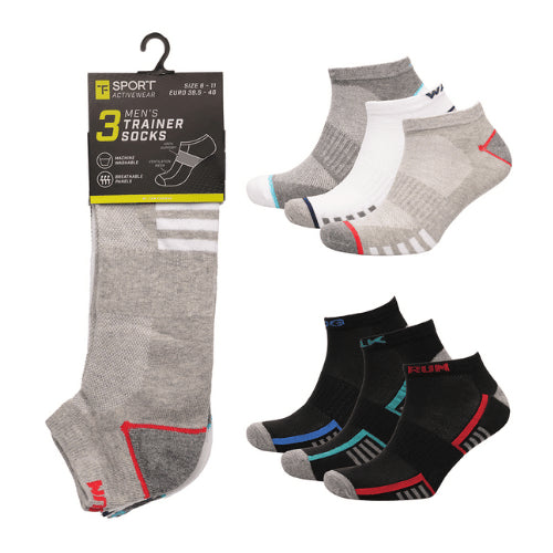 12 Pairs Mens Trainer Cotton Rich Sports Socks Size UK 6-11 Assorted