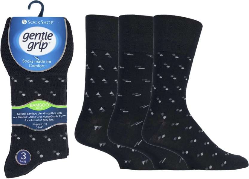 6 Pairs Men's Gentle Grip Bamboo Suit Socks Black Multi