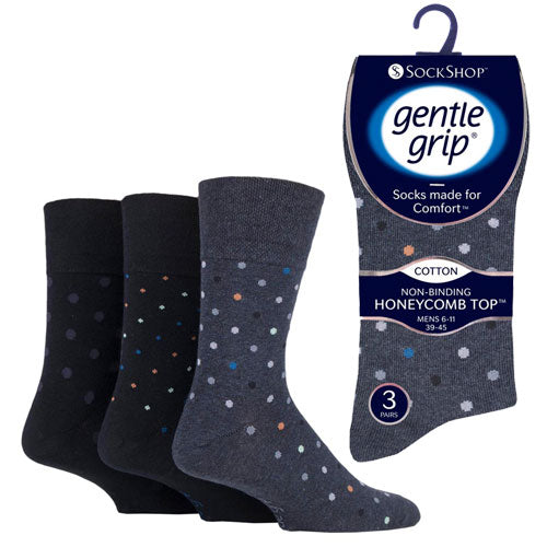 12 Pairs Men's Gentle Grip Cotton Socks Modern Sphere Black Charcoal