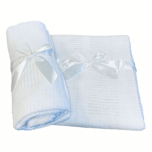 2 Packs 100% Cotton Baby Cellular Blanket 60x90cm White