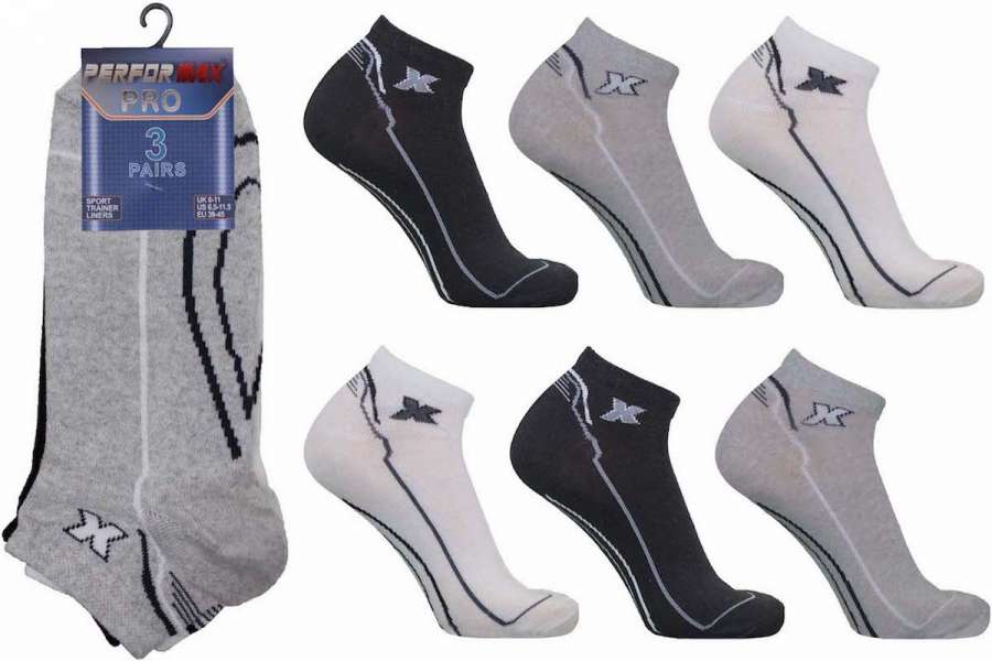 12 Pairs Men's Cotton Rich Trainer Liner Socks UK 6-11 Grey Assorted