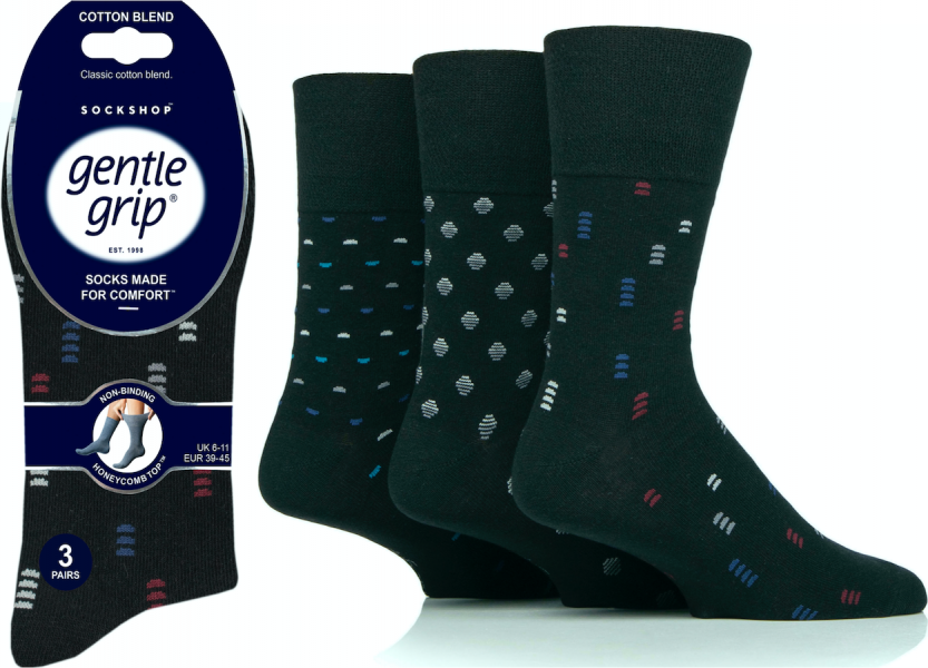 6 Pairs Men's Gentle Grip Cotton Socks Micro Arc