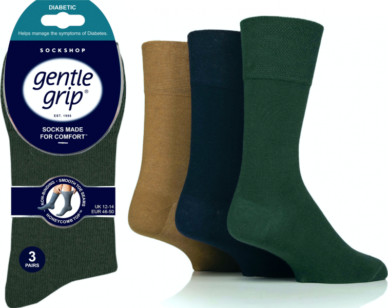 6 Pairs Mens Gentle Grip Seamless Bigfoot Socks UK 12-14 Multi