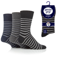 Afbeelding in Gallery-weergave laden, 12 Pairs Men&#39;s Gentle Grip Cotton Socks Stripe Dark
