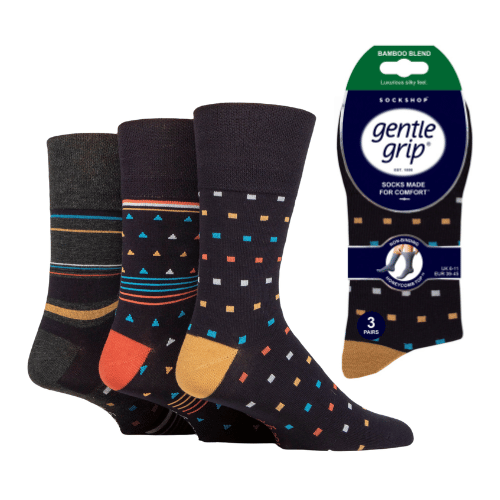 12 Pairs Men's Gentle Grip Bamboo Socks Metropolis