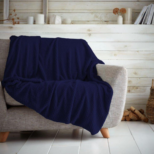 Luxury Popcorn Throw Navy 150x200cm