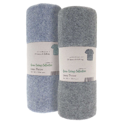 2 Packs Recycled Linea Fabric Throw 120cm x 150cm Grey Blue