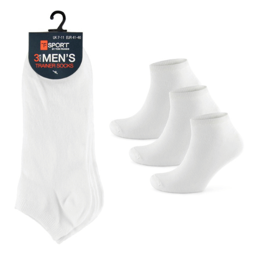 12 Pairs Mens Plain Sports Trainer Ankle Footwear Socks UK 7-11 White