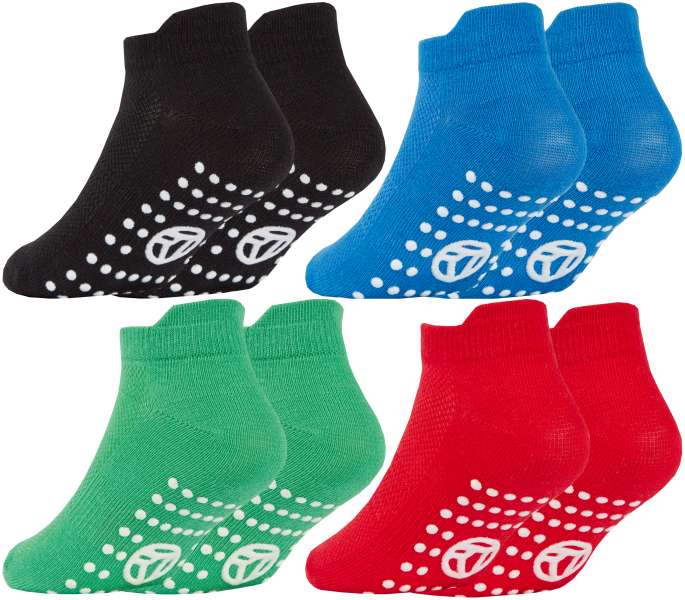 12 Pairs Boys Bright Colourful Non Slip Sole Grip Sport Trainer Liners Socks