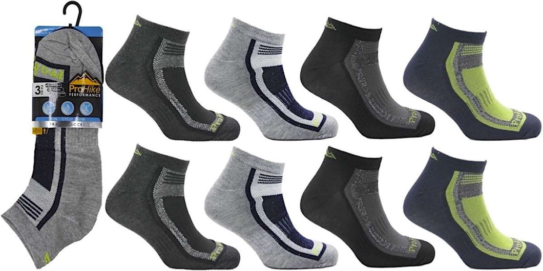 12 Pairs Mens Performance Trainer Liner Ankle Socks UK 6-11 Grey Multi