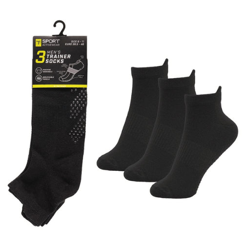 12 Pairs Mens Gripper Trainer Sports Cotton Rich Non Slip Socks UK 6-11 Black