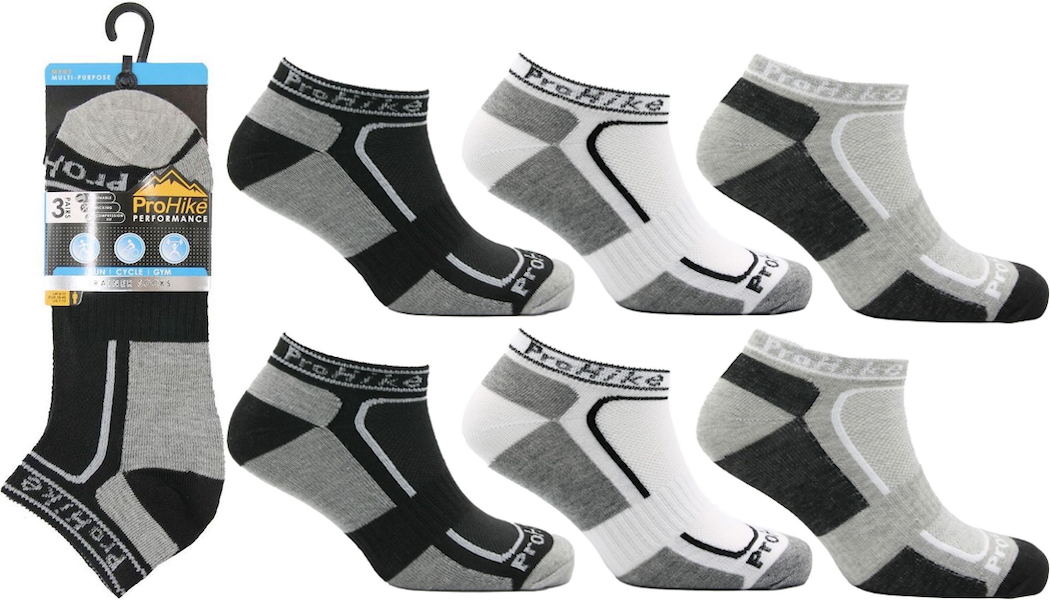 12 Pairs Mens Performance Trainer Liner Ankle Socks UK 6-11 Grey Multi