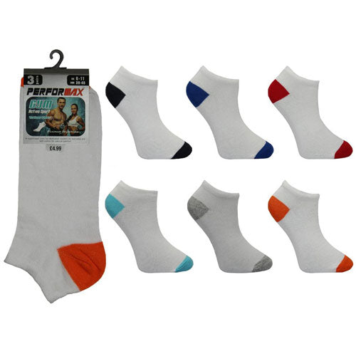 12 Pairs Men's Cotton Rich Performax Trainer Liner Socks Heel Toe