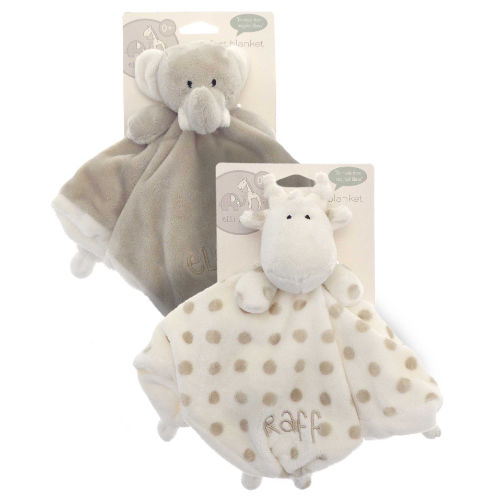 2 Pack Elli and Raff Embroidered Baby Plush Comforter Eco Friendly Grey