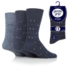 Carica l&#39;immagine nel visualizzatore di Gallery, 12 Pairs Men&#39;s Gentle Grip Cotton Socks Micro Rectangle Navy Denim
