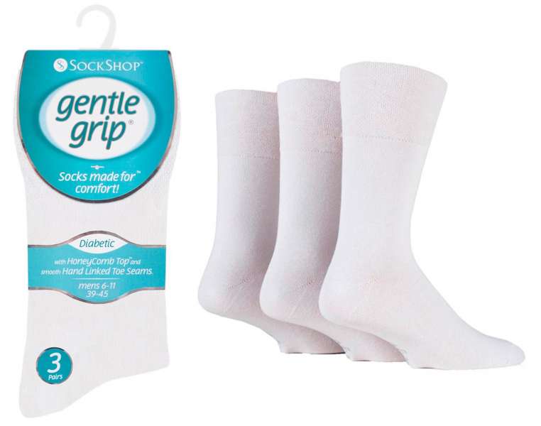 6 Pairs Mens Gentle Grip Seamless Diabetic Socks UK 6-11 White