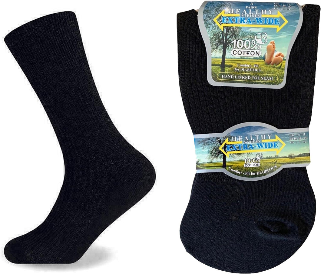 6 Pairs Mens Extra Wide Diabetic 100% Cotton Oedema Socks UK 6-11