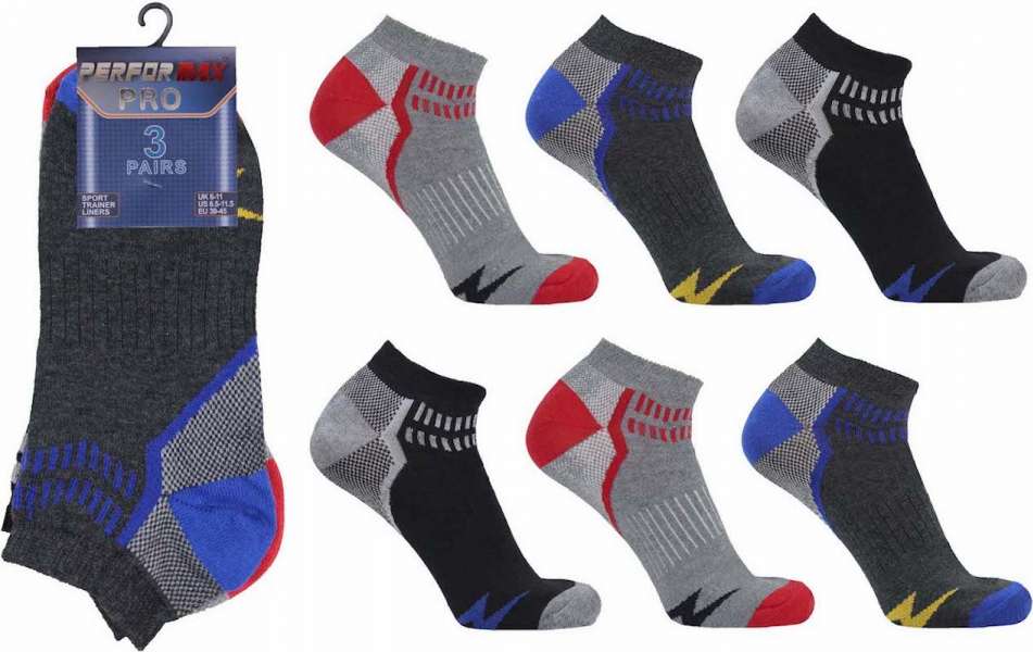 12 Pairs Men's Cotton Rich Trainer Liner Socks UK 6-11 Assorted